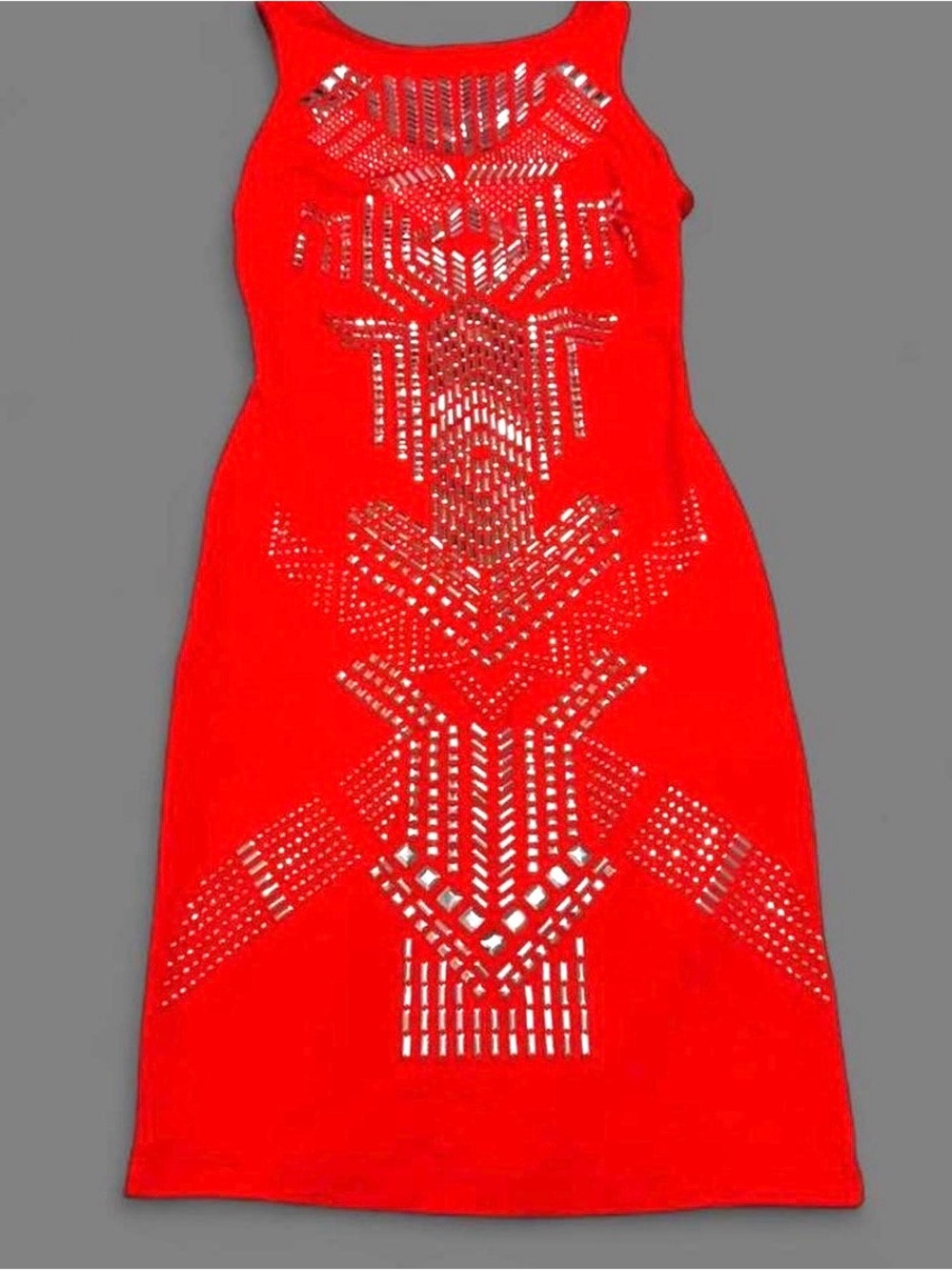 bebe Red Studded Bodycon Mini Dress